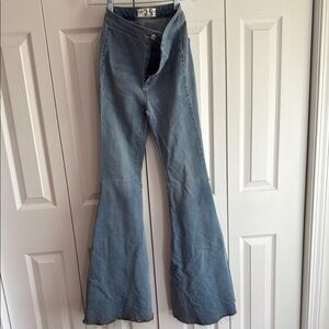 We The Free Blue Flare Wide Leg Denim